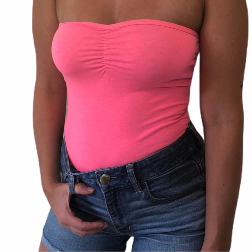 Forever 21 Vibrant Pink Strapless Bodysuit